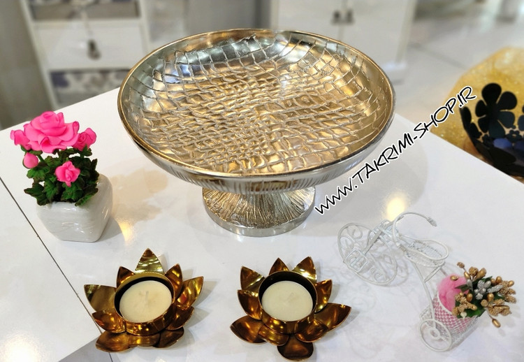 ظرف کاسه شکلات خوری مدل چرمی پوست ماری آلومینیومی ( تکریمی شاپ )