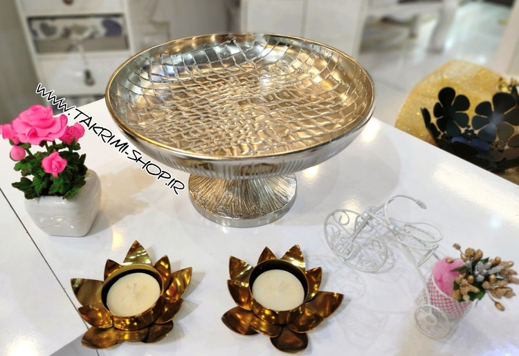 ظرف کاسه شکلات خوری مدل چرمی پوست ماری آلومینیومی ( تکریمی شاپ )
