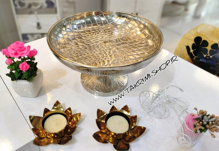 ظرف کاسه شکلات خوری مدل چرمی پوست ماری آلومینیومی ( تکریمی شاپ )