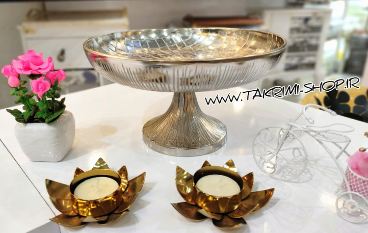 ظرف کاسه شکلات خوری مدل چرمی پوست ماری آلومینیومی ( تکریمی شاپ )