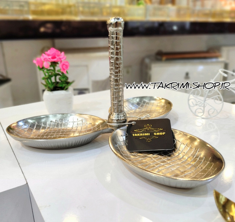 اردو خوری سه 3 خانه 3 تایی دسته دار مدل چرمی پوست ماری آلومینیومی ( تکریمی شاپ )