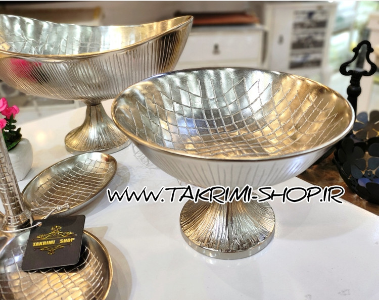 ست سرویس پذیرایی 4 چهار تکه پارچه طرح چرمی پوست ماری آلومینیومی ( تکریمی شاپ )
