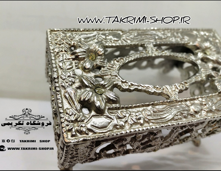 جای دستمالی جادستمالی ( تک ) سلطنتی پایه کوتاه نقره ای یاس آلیاژی آلومینیومی ( تکریمی شاپ )