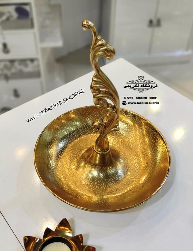 ظرف شکلات خوری اردو خوری تک خانه دسته دار سلطنتی کلاسیک یاس طلایی آلومینیومی ( تکریمی شاپ )