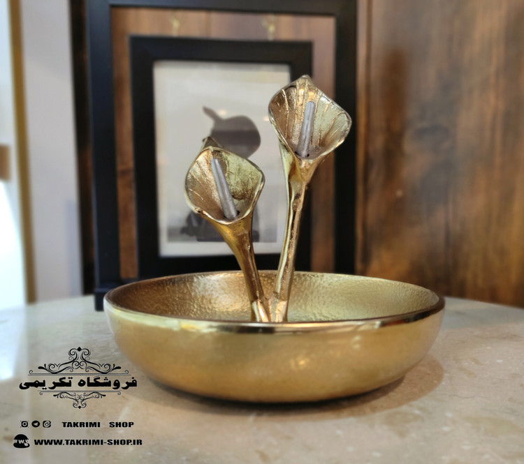 استند ظرف شکلات خوری گل لیلیوم شیپور گلایل طلایی فورتیک ( تکریمی شاپ )