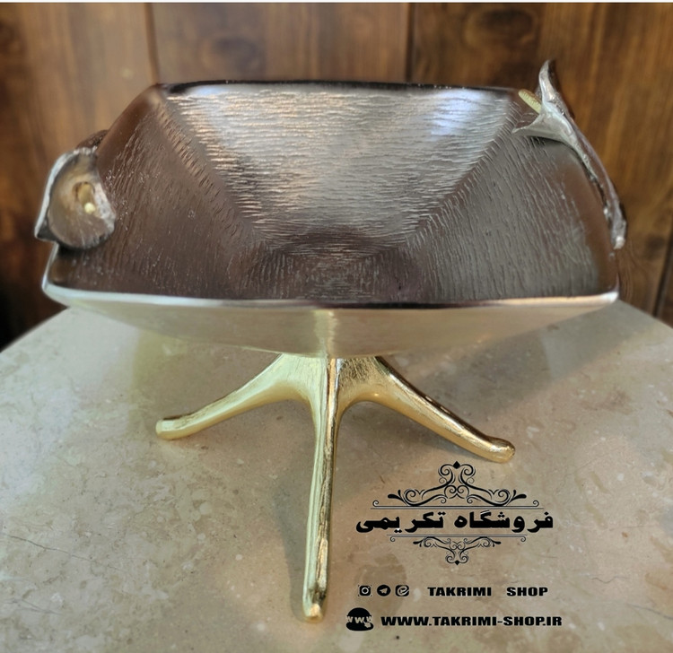 ظرف کاسه آجیل خوری سایز بزرگ گل شیپوری لیلیوم گلایل آلومینیومی ( تکریمی شاپ )