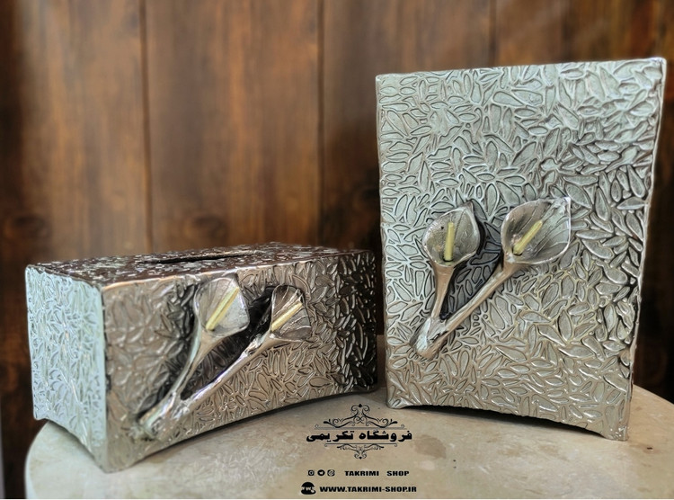 سطل و جادستمالی جای دستمالی گل لیلیوم شیپوری گلایل آلومینیومی ( تولیدی تکریمی شاپ )