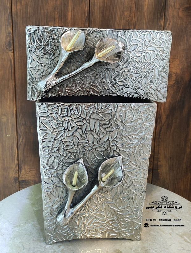 سطل و جادستمالی جای دستمالی گل لیلیوم شیپوری گلایل آلومینیومی ( تولیدی تکریمی شاپ )