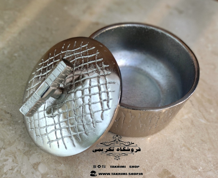 قندان قندون نقل خوری مدل چرمی روی میله پوست ماری آلومینیومی ( تکریمی شاپ )