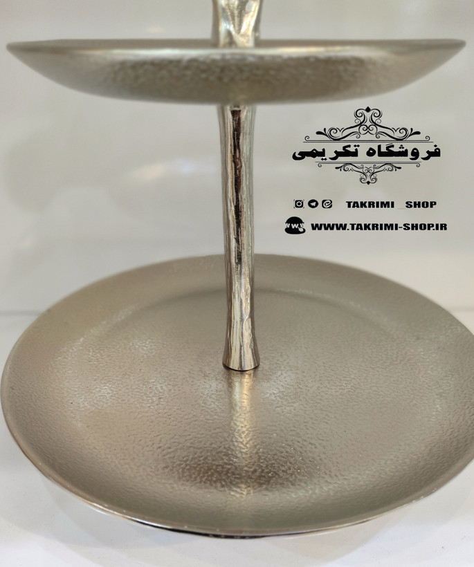 ظرف استند شیرینی خوری 2 دو طبقه گل لیلیوم شیپوری گلایل آلومینیومی ( تولیدی تکریمی شاپ )