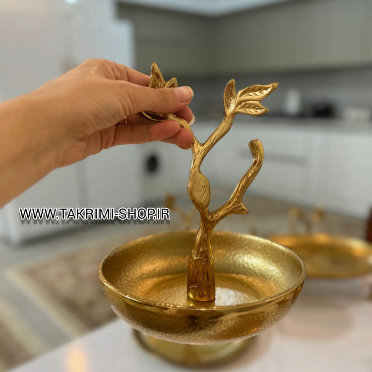 ست سرویس پذیرایی گلبرگ طلایی 5 تکه جنس آلومینیوم آبکاری فورتیک ( سایت تکریمی شاپ )