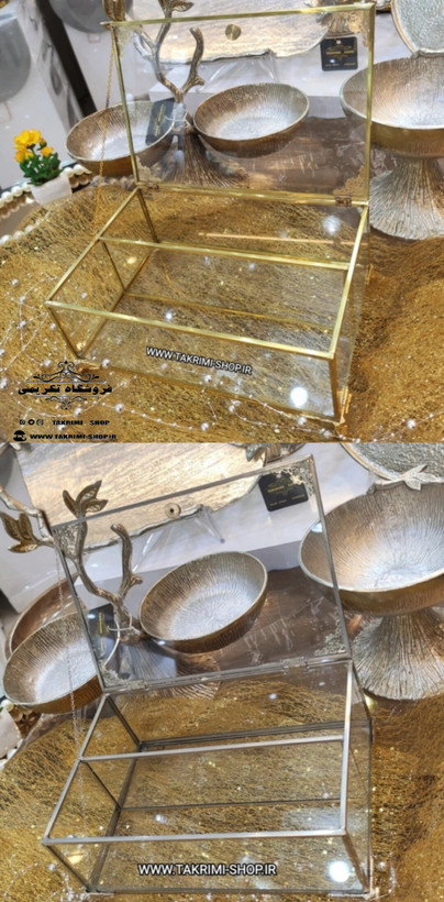جای جا کاردی جا قاشقی جاکاردی جاقاشقی شیشه و برنجی استیل