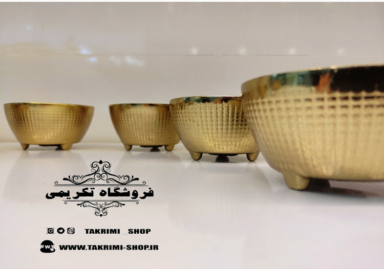 6 عدد پیاله ( یک دست ) چکشی شطرنجی طلایی فورتیک آلومینیوم خالص ( تکریمی شاپ )