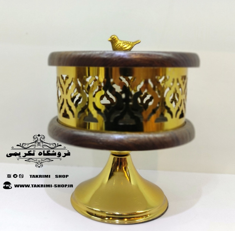 استند ظرف کاسه آجیل خوری ایکیا چوب مصنوعی و فلز آبکاری فورتیک رنگ قهوه ای تیره ونگه ( تکریمی شاپ )