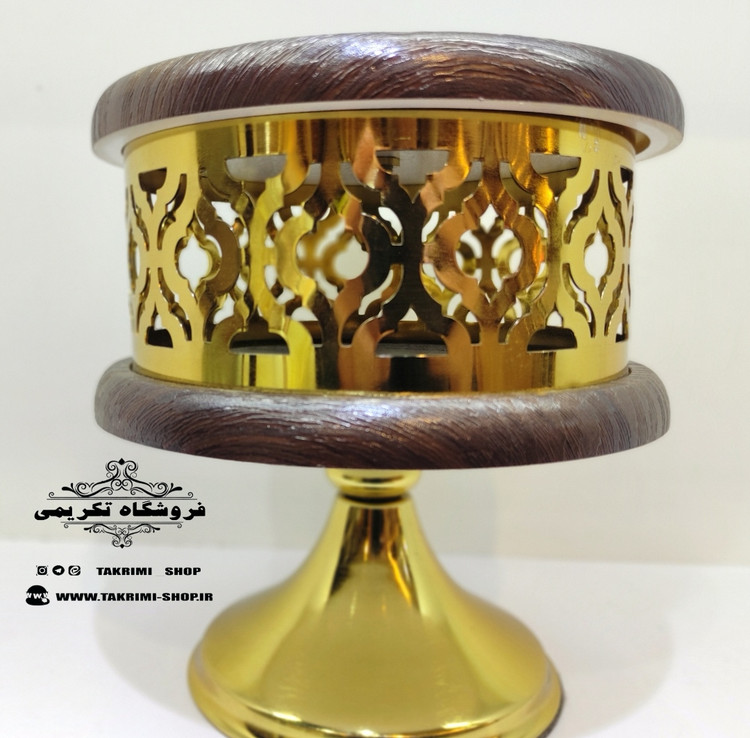 استند ظرف کاسه آجیل خوری ایکیا چوب مصنوعی و فلز آبکاری فورتیک رنگ قهوه ای تیره ونگه ( تکریمی شاپ )