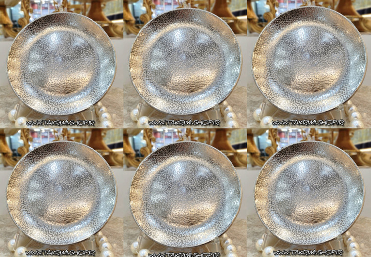 6 عدد پیش دستی پیشدستی ( یک دست ) مدل چکشی گلبرگ نقره ای کروم آلومینیوم خالص ( تکریمی شاپ )
