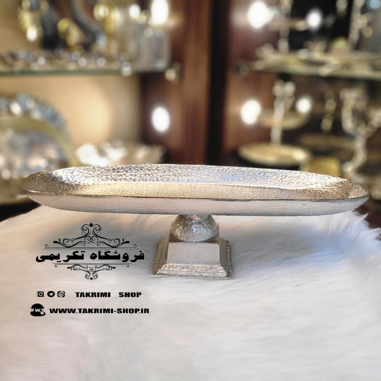 استند شیرینی رولت خوری کشیده بزرگ طرح چکشی پایه مربع ( تکریمی شاپ )