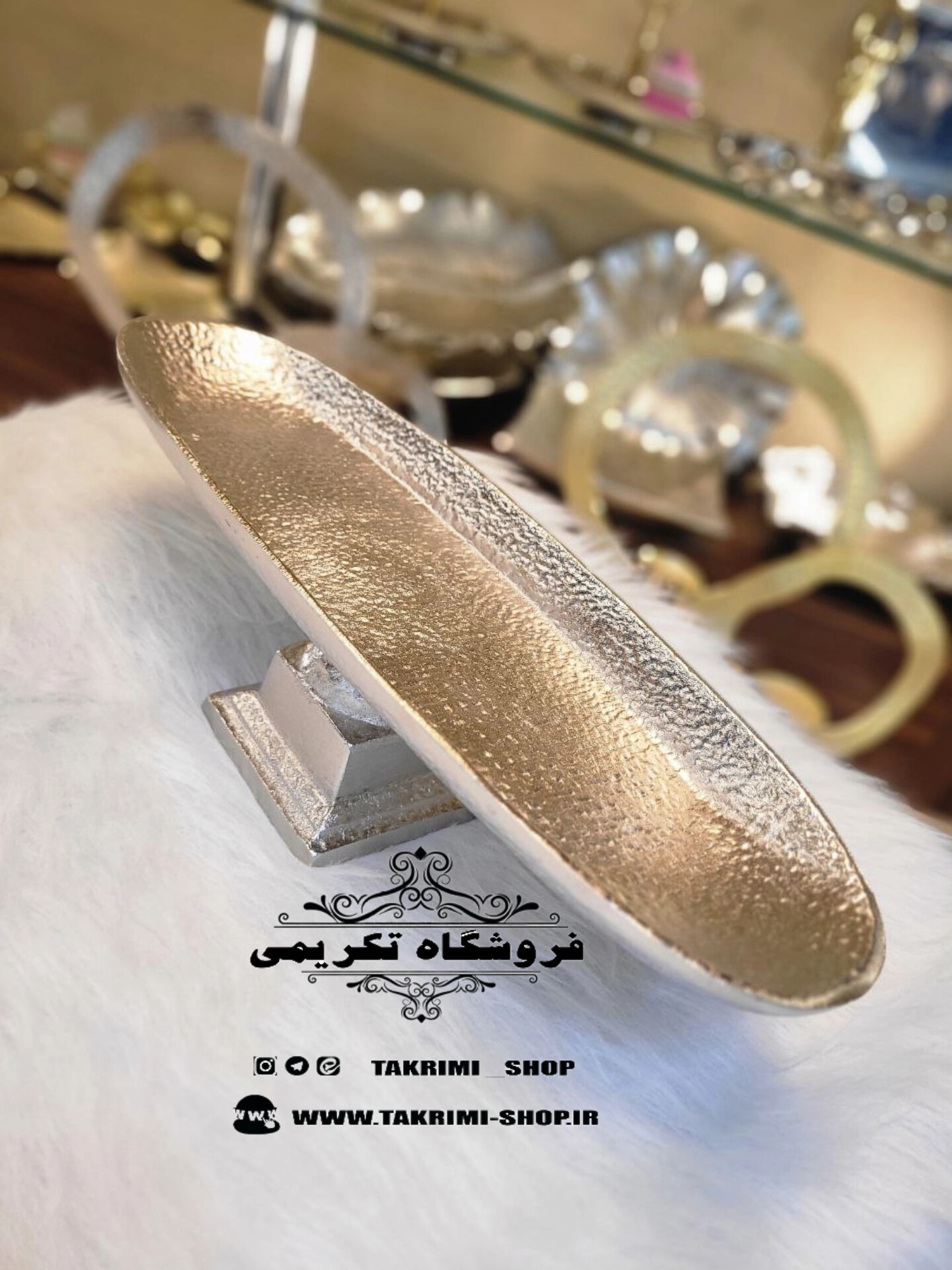 استند شیرینی رولت خوری کشیده بزرگ طرح چکشی پایه مربع ( تکریمی شاپ )