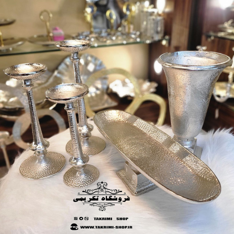 استند شیرینی رولت خوری کشیده بزرگ طرح چکشی پایه مربع ( تکریمی شاپ )
