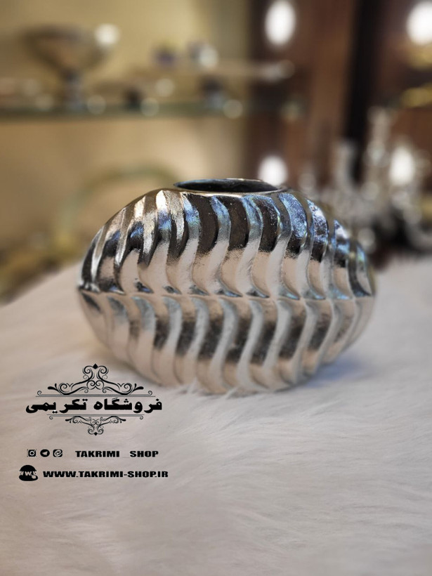 گلدان گلدون گل دان گل دون طرح موجی آلومینیومی آلیاژی خالص ( تکریمی شاپ )