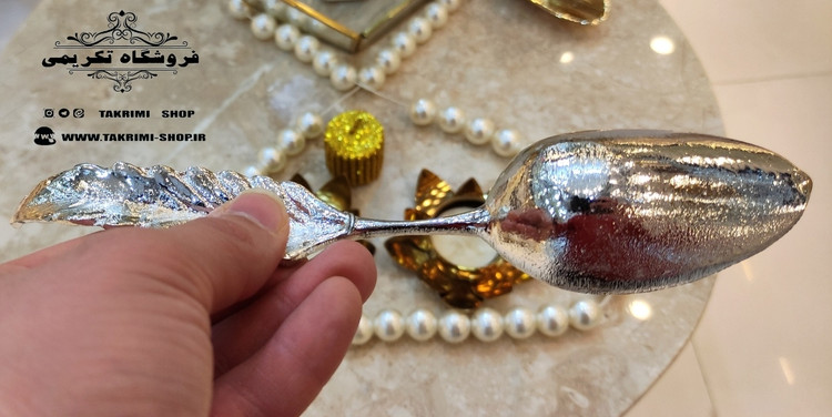 قاشق آجیل طرح پر انجیر طلایی و نقره ای ( تولیدی تکریمی شاپ )