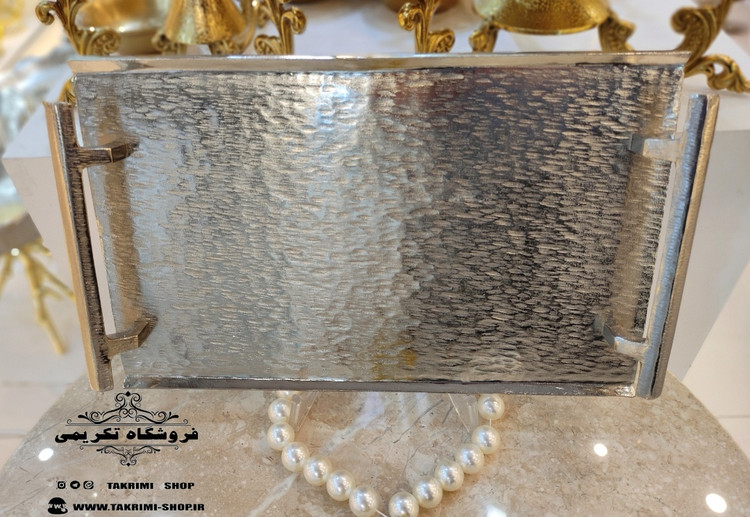 سینی مستطیل چکشی طرح نیلوفر خطی ( تولیدی تکریمی شاپ )