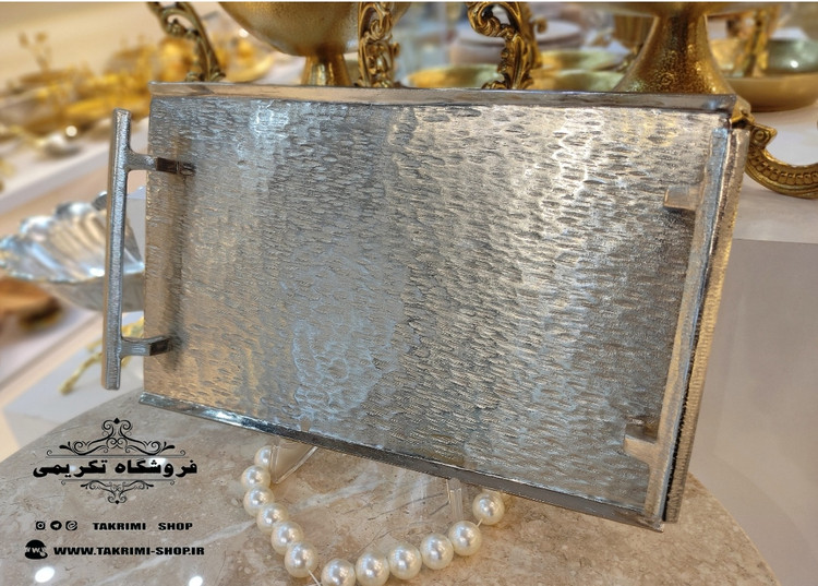 سینی مستطیل چکشی طرح نیلوفر خطی ( تولیدی تکریمی شاپ )