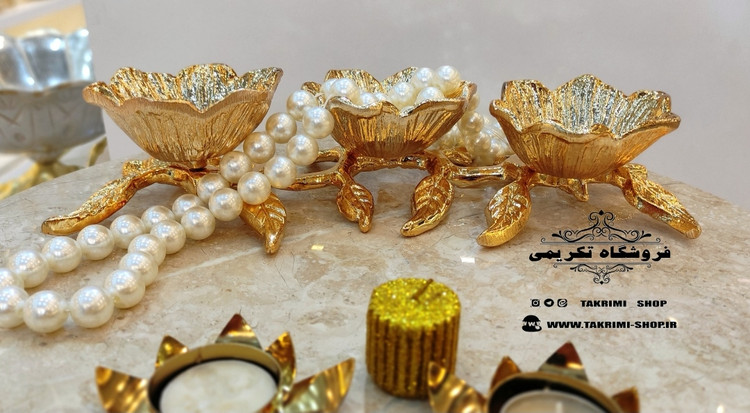 اردوخوری اردو خوری 3 سه خانه 3تایی 3خانه گل لوتوس اصلی با آبکاری براق اصلی ( موجود در 3 رنگ ) ( تکریمی شاپ )