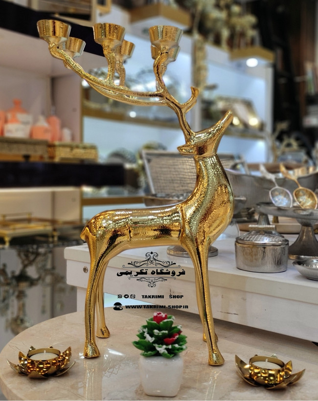 جا شمعی شمعدان جاشمعی گوزن 6 شعله بزرگ جنس اصلی ( نقره ای و طلایی ) ( تکریمی شاپ )