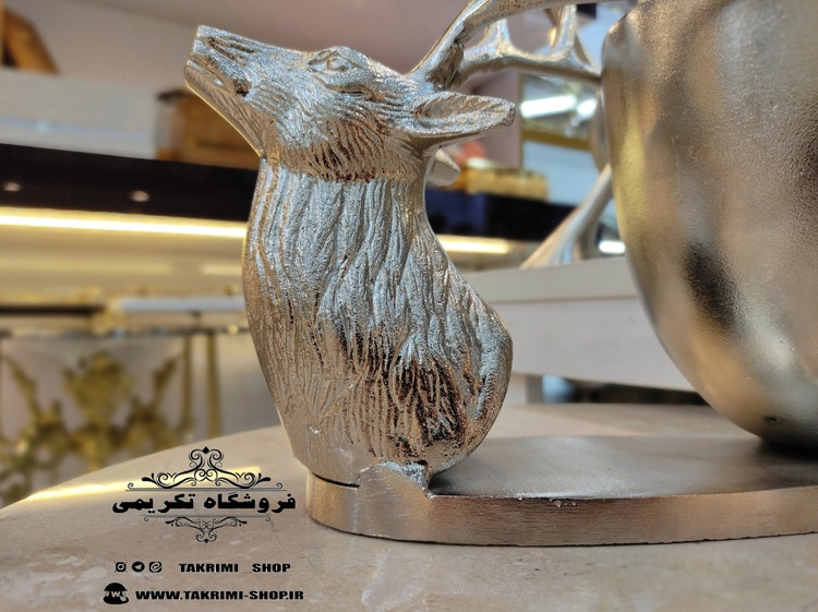 گلدان گلدون یا شکلات آجیل تنقلات خوری یا یخدان جایخی جا یخی گوزن آهو آلومینیومی ( تکریمی شاپ )