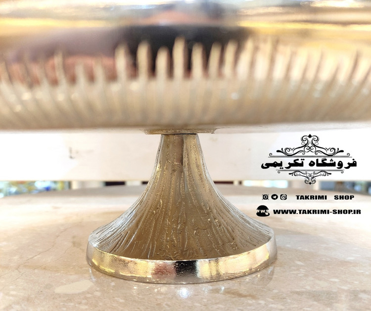 استند شیرینی خوری 2طبقه 2 دو طبقه دوطبقه چرمی اورجينال پوست ماری تمساحی سایز بزرگ نقره ای ( تکریمی شاپ )