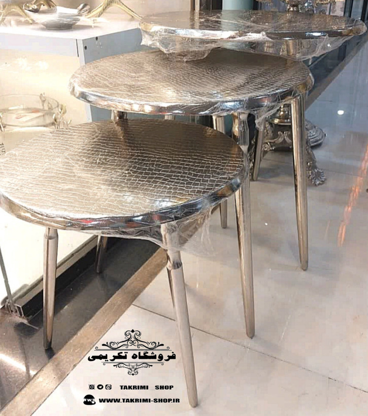 میز میزعسلی جلو مبلی میزجلومبلی عسلی طرح چرمی جنس آلومینیوم خالص ( تولیدی تکریمی شاپ )