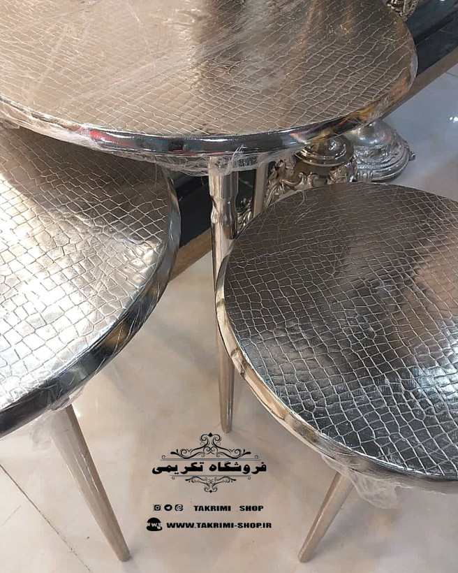 میز میزعسلی جلو مبلی میزجلومبلی عسلی طرح چرمی جنس آلومینیوم خالص ( تولیدی تکریمی شاپ )