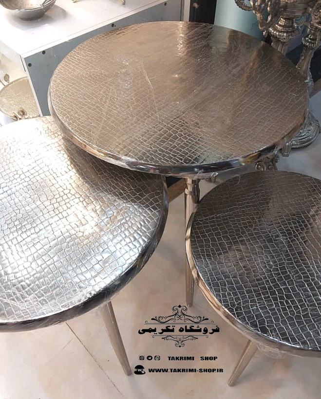 میز میزعسلی جلو مبلی میزجلومبلی عسلی طرح چرمی جنس آلومینیوم خالص ( تولیدی تکریمی شاپ )