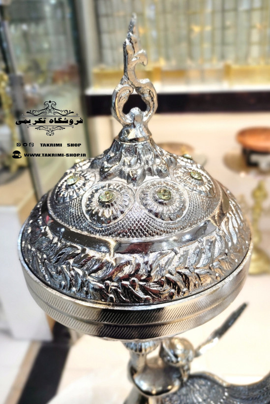 ظرف کاسه شکلات خوری بزرگ یا آجیل خوری کوچک فرشته ملائکه سلطنتی آلومینیومی آلیاژی نقره ای ( تولیدی تکریمی شاپ )