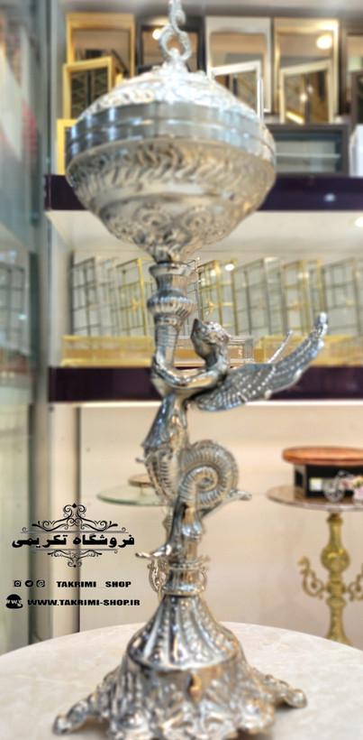 ظرف کاسه شکلات خوری بزرگ یا آجیل خوری کوچک فرشته ملائکه سلطنتی آلومینیومی آلیاژی نقره ای ( تولیدی تکریمی شاپ )