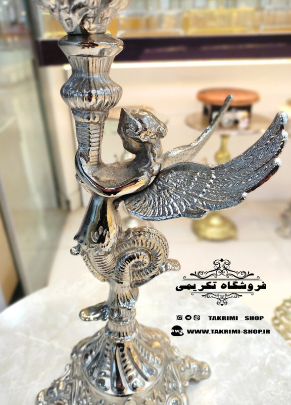 ظرف کاسه شکلات خوری بزرگ یا آجیل خوری کوچک فرشته ملائکه سلطنتی آلومینیومی آلیاژی نقره ای ( تولیدی تکریمی شاپ )
