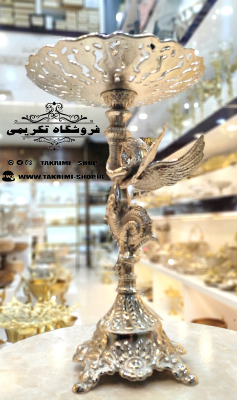 استند ظرف شیرینی خوری سلطنتی فرشته ملائکه آلومینیومی آلیاژی نقره ای ( تولیدی تکریمی شاپ )