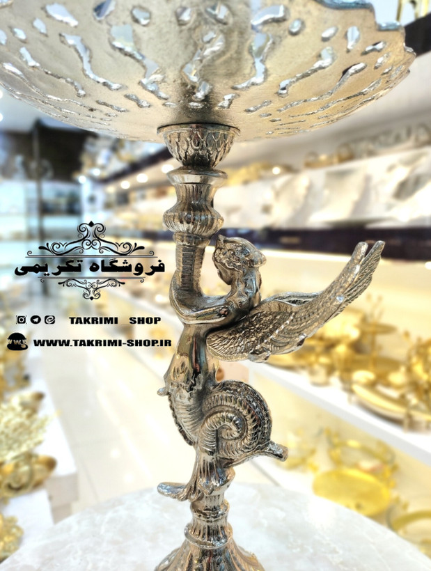 استند ظرف شیرینی خوری سلطنتی فرشته ملائکه آلومینیومی آلیاژی نقره ای ( تولیدی تکریمی شاپ )
