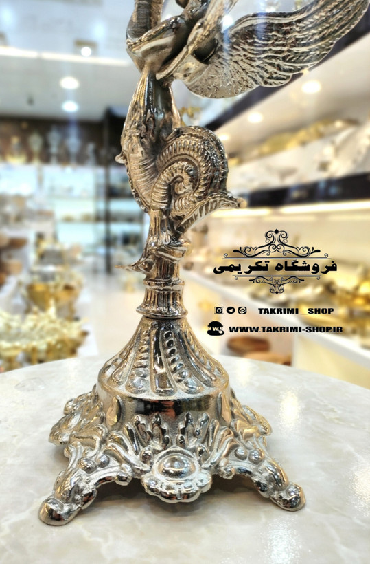 استند ظرف شیرینی خوری سلطنتی فرشته ملائکه آلومینیومی آلیاژی نقره ای ( تولیدی تکریمی شاپ )