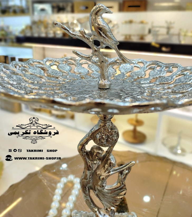 استند ظرف شیرینی خوری عروس رقص باله نقره ای آلومینیومی آلیاژی خالص ( تولیدی تکریمی شاپ )