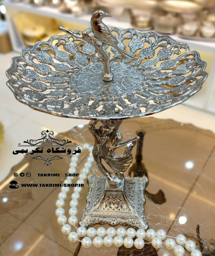 استند ظرف شیرینی خوری عروس رقص باله نقره ای آلومینیومی آلیاژی خالص ( تولیدی تکریمی شاپ )