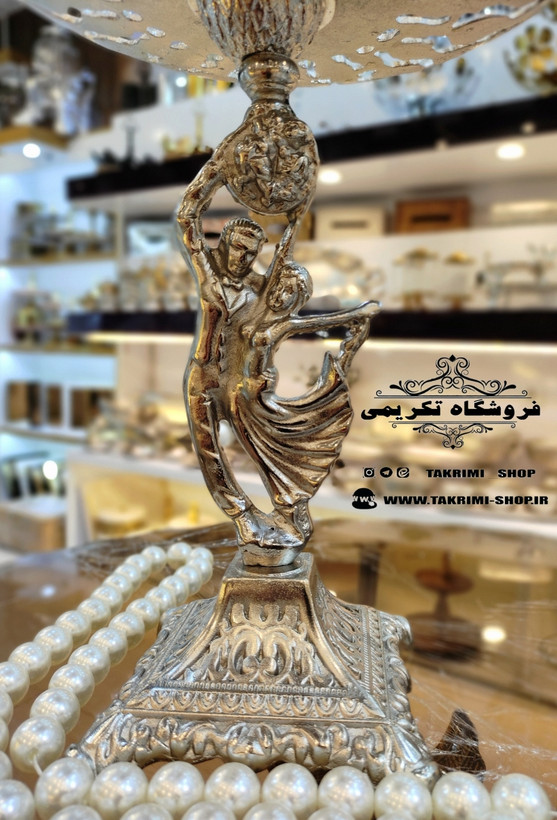 استند ظرف شیرینی خوری عروس رقص باله نقره ای آلومینیومی آلیاژی خالص ( تولیدی تکریمی شاپ )