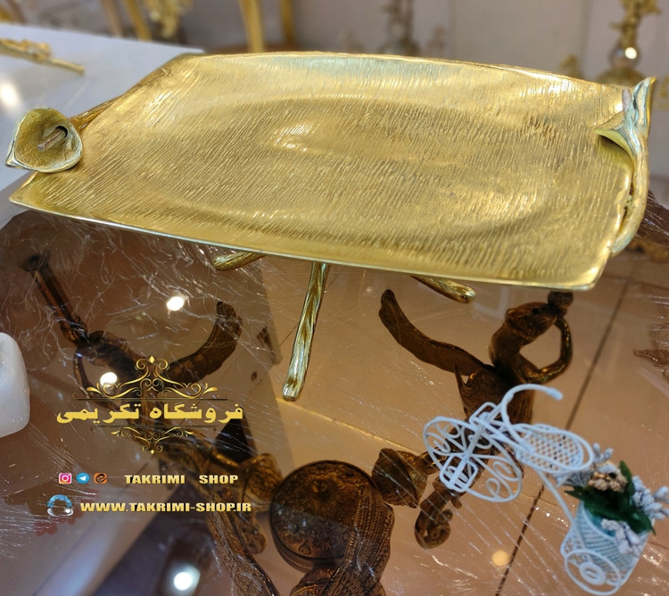 استند کاسه ظرف میوه خوری یا شیرینی خوری گل شیپوری لیلیوم گلایل طلایی ( تولیدی تکریمی شاپ )
