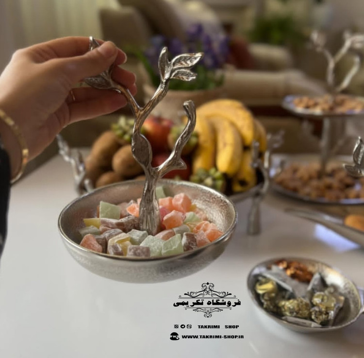 ست سرویس پذیرایی 9 پارچه تکه گلبرگ آلیاژی آلومینیومی خالص ( نقره ای و طلایی ) تکریمی شاپ