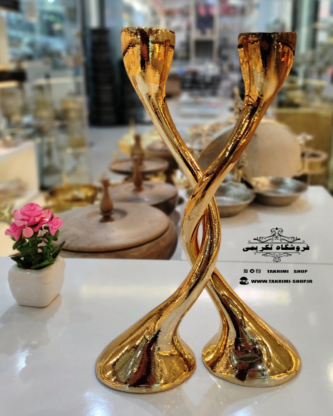 شمعدان شمعدون شمع دان طرح پیوند ازدواج آلومینیومی آلیاژی خالص ( موجود در 2 رنگ ) ( تکریمی شاپ )