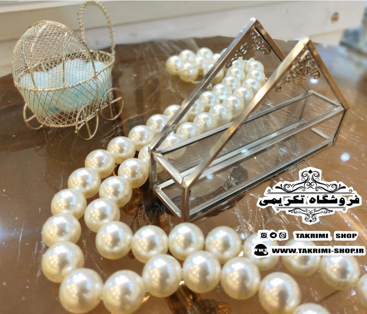 جادستمالی جا دستمالی رو میزی رومیزی مثلثی جنس شیشه و برنج ( تولیدی تکریمی شاپ )