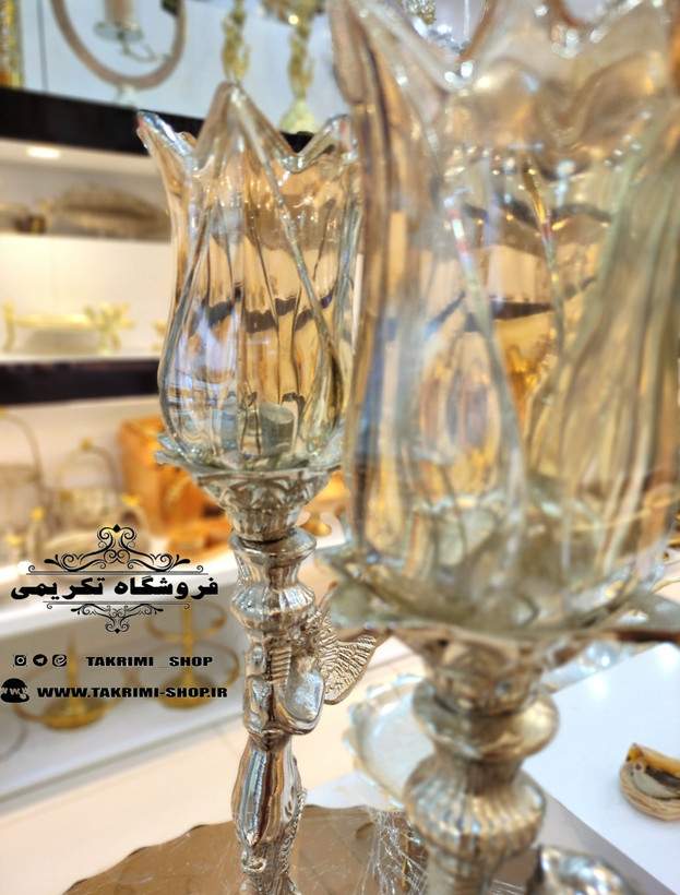 شمعدان شمعدون شمع دانی فرشته ( جفت ) آلیاژی آلومینیومی خالص ( تولیدی تکریمی شاپ )