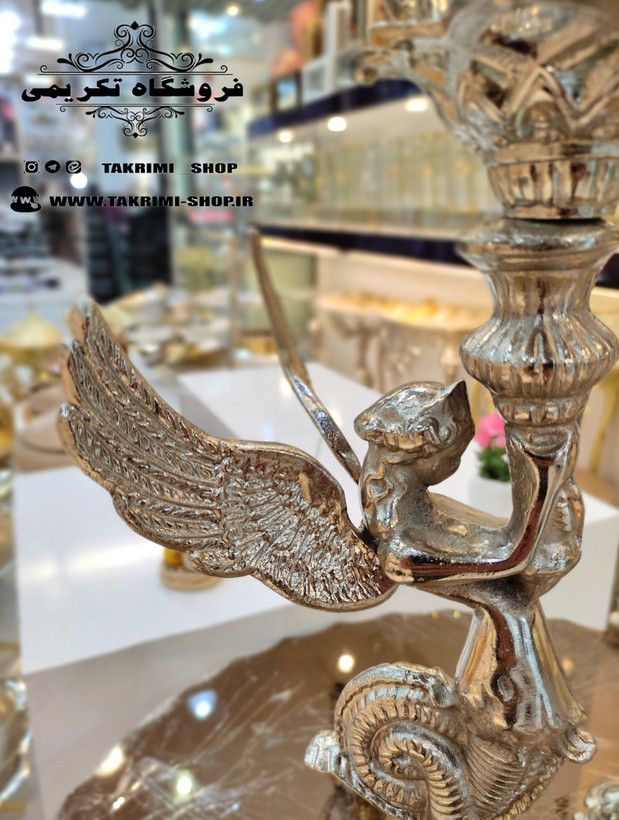 شمعدان شمعدون شمع دانی فرشته ( جفت ) آلیاژی آلومینیومی خالص ( تولیدی تکریمی شاپ )