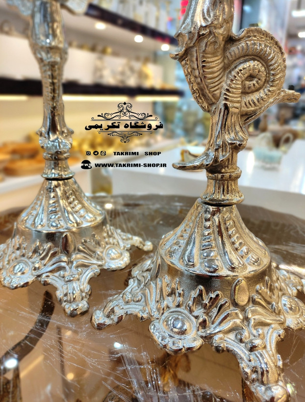 شمعدان شمعدون شمع دانی فرشته ( جفت ) آلیاژی آلومینیومی خالص ( تولیدی تکریمی شاپ )